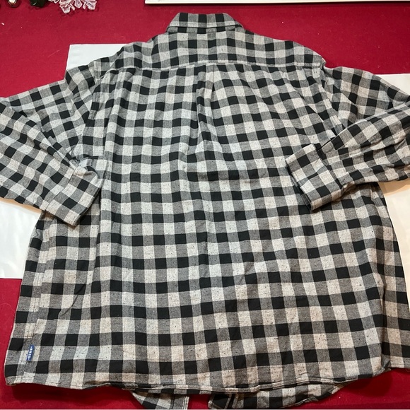 ROWM Black Gray buffalo plaid Checkered button Shirt Long Sleeve men 2XL Cotton - Picture 14 of 14